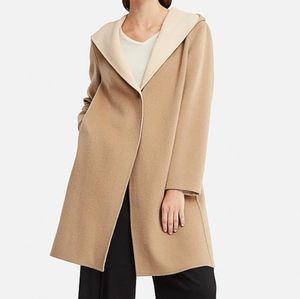 Uniqlo double faced hooded wool camel coat